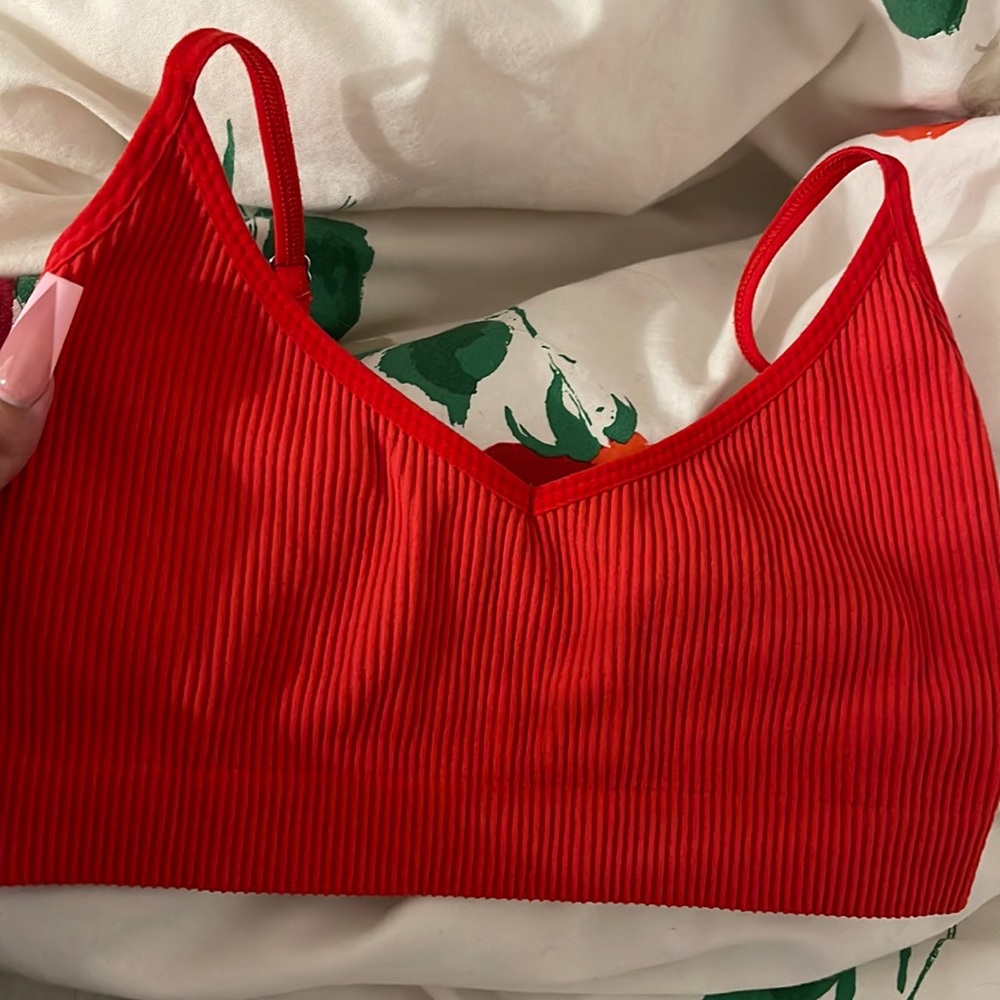 Aritzia Sunday Best Red Crop Top Bralette